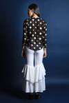 Shop_Swatee Singh_Black Heavy Georgette Polka Dot Notched Top _at_Aza_Fashions
