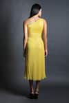 Shop_Swatee Singh_Yellow Georgette Sequin One Shoulder Dress _at_Aza_Fashions