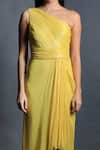 Shop_Swatee Singh_Yellow Georgette Sequin One Shoulder Dress _Online_at_Aza_Fashions