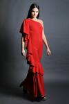 Buy_Swatee Singh_Red Heavy Crepe One Shoulder Jumpsuit _at_Aza_Fashions