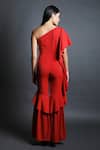 Shop_Swatee Singh_Red Heavy Crepe One Shoulder Jumpsuit _at_Aza_Fashions