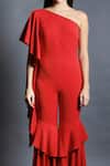 Buy_Swatee Singh_Red Heavy Crepe One Shoulder Jumpsuit _Online_at_Aza_Fashions