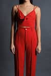 Shop_Swatee Singh_Red Heavy Crepe V Neck Strappy Crop Top And Pant Set _Online_at_Aza_Fashions