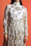 Shop Swatee Singh Ivory Georgette Floral Motifs High Neck Woven Dress Online at Aza Fashions Shop_Swatee Singh_Ivory Georgette Floral Motifs High Neck Woven Dress _Online_at_Aza_Fashions