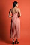 Shop_Swatee Singh_Peach Georgette Woven Sweetheart Neck Strappy Midi Dress _at_Aza_Fashions