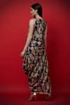 Shop_Aayushi Maniar_Blue Floral Print Draped Tunic _at_Aza_Fashions