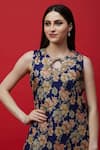 Shop_Aayushi Maniar_Blue Floral Print Draped Tunic _Online_at_Aza_Fashions