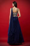 Shop_Aayushi Maniar_Blue Crepe Silk Sweetheart Neck Embroidered Anarkali Gown _at_Aza_Fashions