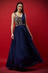 Buy_Aayushi Maniar_Blue Crepe Silk Sweetheart Neck Embroidered Anarkali Gown _Online_at_Aza_Fashions