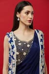 Aayushi Maniar Blue Crepe , Butter Crepe, Chinnon Embroidered Pre-draped Saree Set at Aza Fashions Aayushi Maniar_Blue Crepe , Butter Crepe, Chinnon Embroidered Pre-draped Saree Set _at_Aza_Fashions