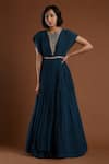 Shop Aayushi Maniar Blue Crepe Silk Round Embroidered Gown Online at Aza Fashions Shop_Aayushi Maniar_Blue Crepe Silk Round Embroidered Gown _Online_at_Aza_Fashions