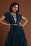 Aayushi Maniar Blue Crepe Silk Round Embroidered Gown at Aza Fashions Aayushi Maniar_Blue Crepe Silk Round Embroidered Gown _at_Aza_Fashions