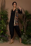 Samatvam By Anjali Bhaskar Black Crepe, Habutai Silk V Neck Jumpsuit With Embroidered Jacket Online at Aza Fashions Samatvam By Anjali Bhaskar_Black Crepe, Habutai Silk V Neck Jumpsuit With Embroidered Jacket_Online_at_Aza_Fashions