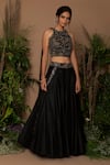 Buy_Samatvam by Anjali Bhaskar_Black Habutai Silk Round Embroidered Lehenga Set _at_Aza_Fashions