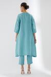 Shop_Brih_Blue Linen Kurta And Pant Set_at_Aza_Fashions