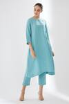 Buy_Brih_Blue Linen Kurta And Pant Set_Online_at_Aza_Fashions
