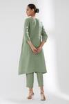 Shop_Brih_Green Linen Kurta And Pant Set_at_Aza_Fashions