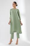Brih_Green Linen Kurta And Pant Set_Online_at_Aza_Fashions