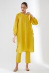 Buy_Brih_Yellow Linen Kurta And Pant Set_at_Aza_Fashions