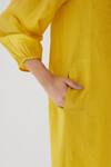 Brih_Yellow Linen Kurta And Pant Set_at_Aza_Fashions