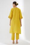 Shop_Brih_Yellow Linen Kurta And Pant Set_at_Aza_Fashions