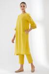Buy_Brih_Yellow Linen Kurta And Pant Set_at_Aza_Fashions