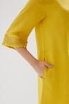 Brih_Yellow Linen Kurta And Pant Set_at_Aza_Fashions