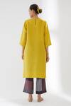 Shop_Brih_Yellow Linen Kurta And Pant Set_at_Aza_Fashions