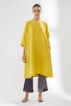 Buy_Brih_Yellow Linen Kurta And Pant Set_Online_at_Aza_Fashions