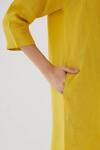 Brih_Yellow Linen Kurta And Pant Set_at_Aza_Fashions