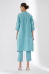 Shop_Brih_Blue Linen Kurta And Pant Set_at_Aza_Fashions
