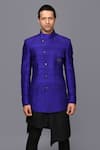 Buy_Seven_Black Silk Bandhgala And Kurta Set _at_Aza_Fashions