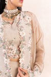 Buy_Shikha and Srishti Design_Ivory Jacket Organza Embroidery 3d Crop Top Round Pant Set  _Online_at_Aza_Fashions