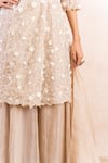 Buy_Shikha and Srishti Design_Beige Crepe Embroidery Sequins Cut-out Kurta Sharara Set  _Online_at_Aza_Fashions