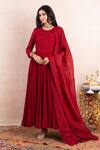 Buy_Shikha and Srishti Design_Red Kurta Georgette Dupatta Organza Embroidery Dori Anarkali Set _at_Aza_Fashions