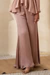Shikha And Srishti Design_Pink Crepe Embroidered Floral Motif Asymmetric Peplum Top And Pant Set  _at_Aza_Fashions