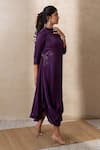 Shop_Shikha and Srishti Design_Purple Crepe Band Collar Draped Dress_at_Aza_Fashions