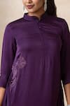 Shikha and Srishti Design_Purple Crepe Band Collar Draped Dress_at_Aza_Fashions