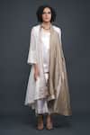 Buy_Bodhi Tree_White Silk Organza Embroidery Top Round Jacket Open Textured And Pant Set _at_Aza_Fashions