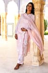Buy Kameez Pink Dupatta - Chanderi, Kurta - Chanderi, Pants - Cotton Embroidered Set at Aza Fashions Buy_Kameez_Pink Dupatta - Chanderi, Kurta - Chanderi, Pants - Cotton Embroidered Set _at_Aza_Fashions