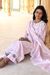 Buy Kameez Pink Dupatta - Chanderi, Kurta - Chanderi, Pants - Cotton Embroidered Set Online at Aza Fashions Buy_Kameez_Pink Dupatta - Chanderi, Kurta - Chanderi, Pants - Cotton Embroidered Set _Online_at_Aza_Fashions