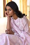 Shop Kameez Pink Dupatta - Chanderi, Kurta - Chanderi, Pants - Cotton Embroidered Set Online at Aza Fashions Shop_Kameez_Pink Dupatta - Chanderi, Kurta - Chanderi, Pants - Cotton Embroidered Set _Online_at_Aza_Fashions
