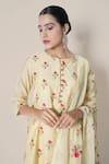 Buy_Kameez_Yellow Kurta - Chanderi Embroidered Floral Round Pant Set _Online_at_Aza_Fashions