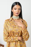 SutrabySweta_Yellow Silk Printed And Embroidered Floral V Collar Shirt & Pant Set  _at_Aza_Fashions