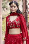 Shop_Astha Narang_Red Net, Main Material Georgettelining Semi Embellished Lehenga Set _Online_at_Aza_Fashions