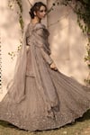 Shop_Astha Narang_Grey Main Material Kurta Silk Round Embellished Lehenga Set  _at_Aza_Fashions