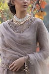 Shop_Astha Narang_Grey Main Material Kurta Silk Round Embellished Lehenga Set  _Online_at_Aza_Fashions