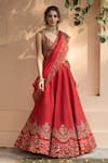 Buy_Astha Narang_Red Net, Dupatta Organzalining Semi Crepe, Main Embellished Set _at_Aza_Fashions