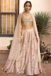 Shop Astha Narang Peach Net, Dupatta Netlining Semi Crepe, Main Embellished Set at Aza Fashions Shop_Astha Narang_Peach Net, Dupatta Netlining Semi Crepe, Main Embellished Set _at_Aza_Fashions