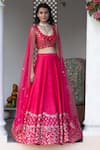 Shop_Astha Narang_Pink Main Material Blouse And Lehenga Raw Silk Scoop Embellished Set  _at_Aza_Fashions